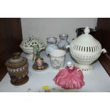 SECTION 18.  Various ceramics including Wedgwood Creamware potpourri bowl and cover, another late