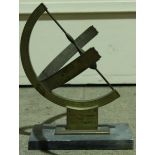 An early 20th century brass Mean Time Sundial, by J. Pound of Southampton, mounted on a  granite