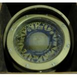 A Cornets de Groot of Rotterdam brass gimbal wet compass, fitted in a wooden box.