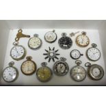 A collection of 13 assorted base metal pocket and fob watches.
