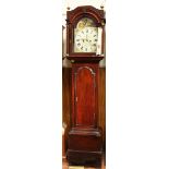 A George III mahogany eight day long case clock by Robert Cooper Ringwood, with painted arched top