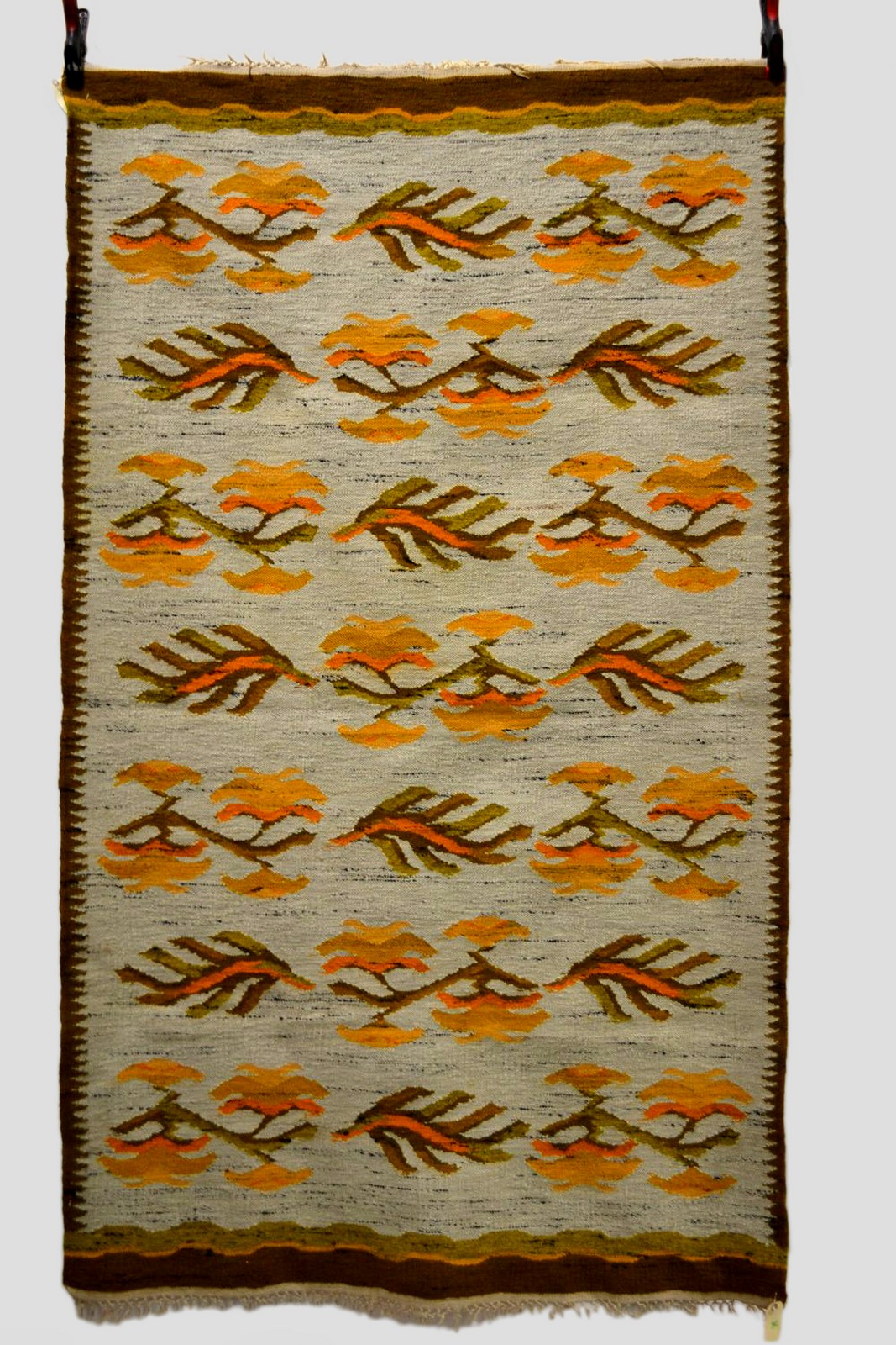 Scandinavian(?) kelim of all over design on a neutral ground, probably Swedish, 20th century 7ft.