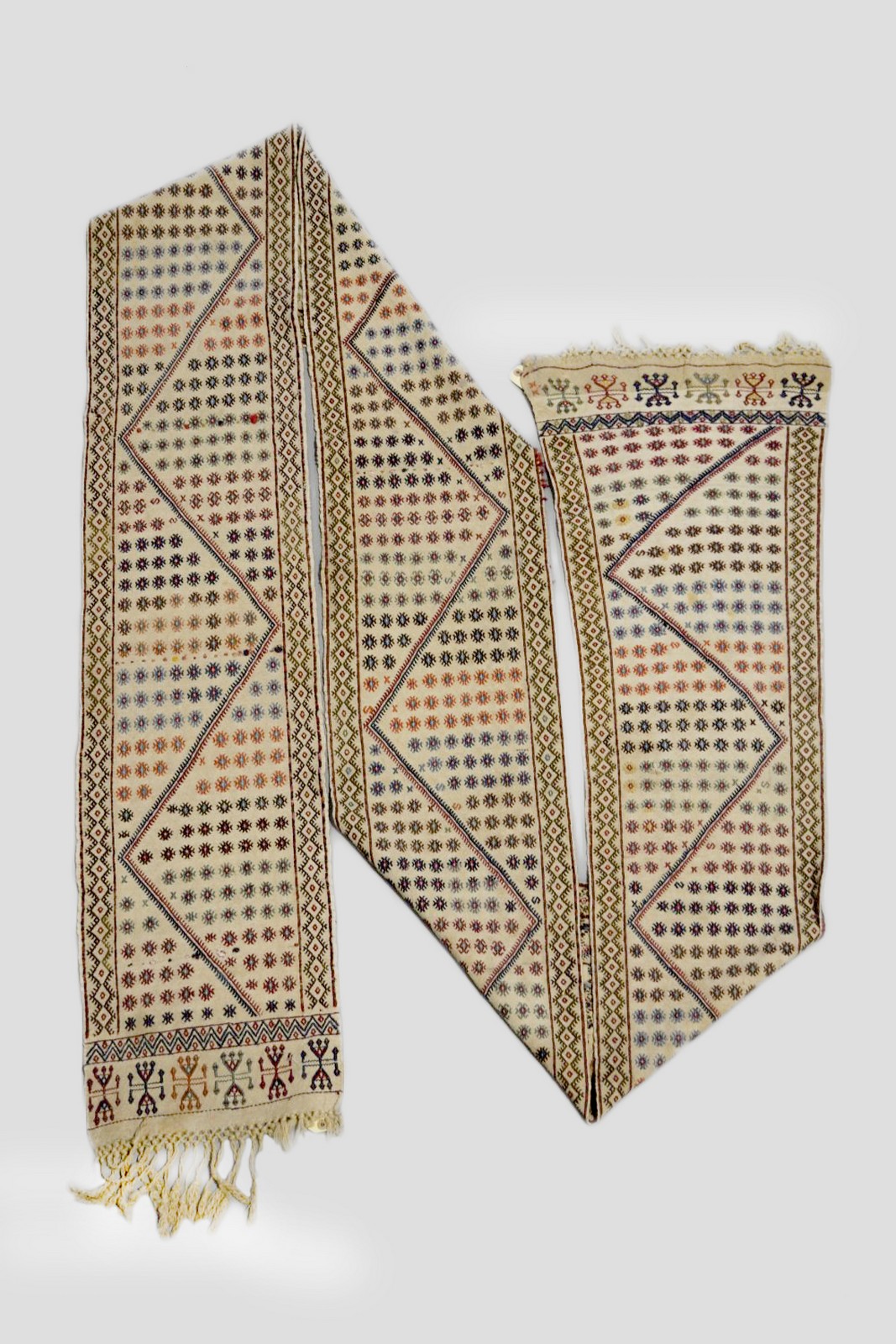Attractive Kurdish embroidered flatweave panel, north west Persian, late 19th century, 13ft. 10in. x