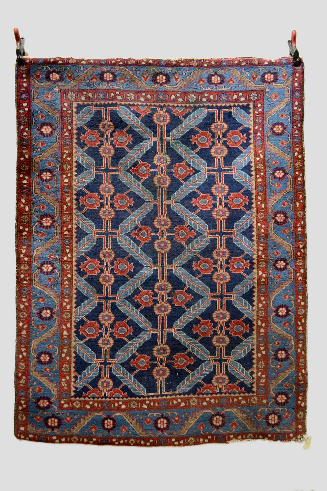 Two north west Persian rugs, Hamadan area, the first with all over design on an indigo field, 5ft.