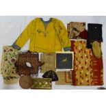 Collection of Middle Eastern, Central Asian, Far Eastern and other textiles including mustard yellow