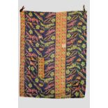 Decorative and reversible Indian Kantha quilt or throw, west Bengal, 80in. x 62in. 203cm. x 158cm.