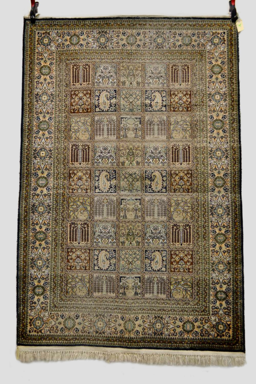 Kashmiri silk pile rug, north India, mid-20th century, 6ft. 1in. x 4ft. 1.86m. x 1.22m. Overall