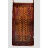 Baluchi prayer rug, Khorasan, north east Persia, mid-20th century, 5ft. 9in. x 2ft. 11in. 1.75m. x