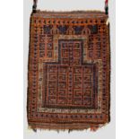Baluchi prayer rug, Khorasan, north east Persia, about 1930s 4ft. x 2ft. 10in. 1.22m. 0.86m.