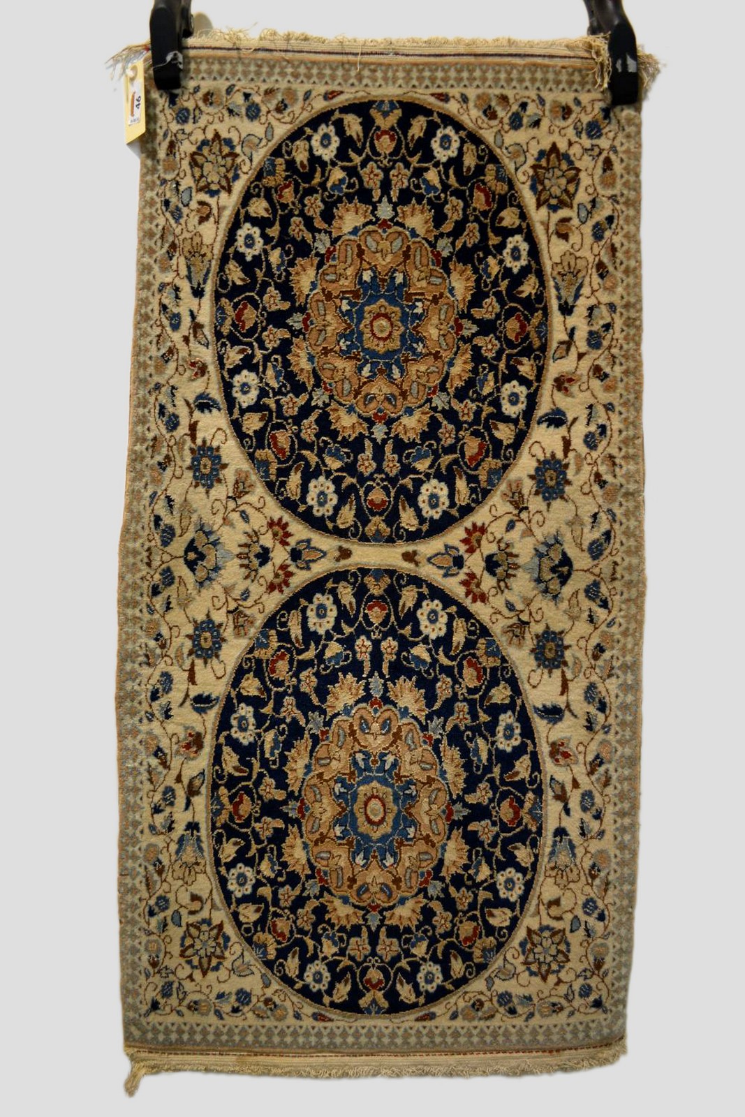 Fine Nain ‘Tudesh’ part silk rug, south west Persia, 20th century, 3ft. 3in. x 1ft. 8in. 1m. x 0.