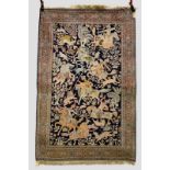 Kashmiri silk pile ‘hunting’ rug, north India, mid-20th century, 6ft. 4in. x 4ft. 1.93m. x 1.22m.