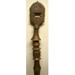 A North African hardwood tuorge, with a turned incised stem, probably 1930's. 33in (84cm).