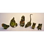 A collection of early twentieth century Beatrix Potter style Austrian cold painted bronze ornaments,