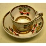 An early nineteenth century Spode travellers sample miniature porcelain cup and saucer, decorated