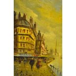 G. Sainvanelly a French oil painting on canvas, view of the Eiffel Tower from the Seine, framed by