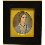A Victorian oval miniature portrait of Flora Caroline Yorke, painted by William Egley 1852. (See