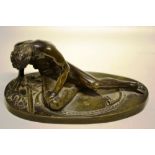 A nineteenth century bronze of the wounded gladiator. 6in (15cm).