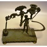 A set of mid nineteenth century French brass postal scales, of a post boy holding up the beam and
