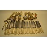 A set of Garrard & Co Regent Plate cutlery of 14 placings, dinner and cheese knives with stainless