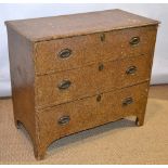 An early Victorian commode chest, with original mottled paint on a pine carcase , the three