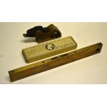 A Radone & Sons 12inch wide rule with incorporated brass spirit level in boxwood, together with a