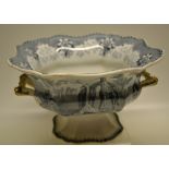 After G. Scharf. An early Victorian Ridgway semi porcelain square panelled pedestal fruit bowl, grey