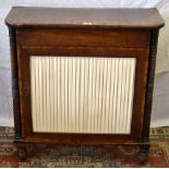 A Regency mahogany pier cabinet, the top veneered and cross banded in kingswood, having rounded