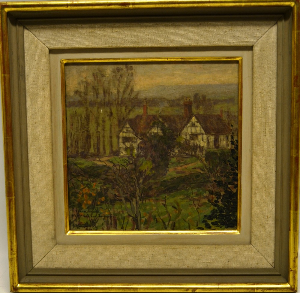 Arthur Studd, a late nineteenth century oil painting on board, Maes Court near Tenbury Wells,