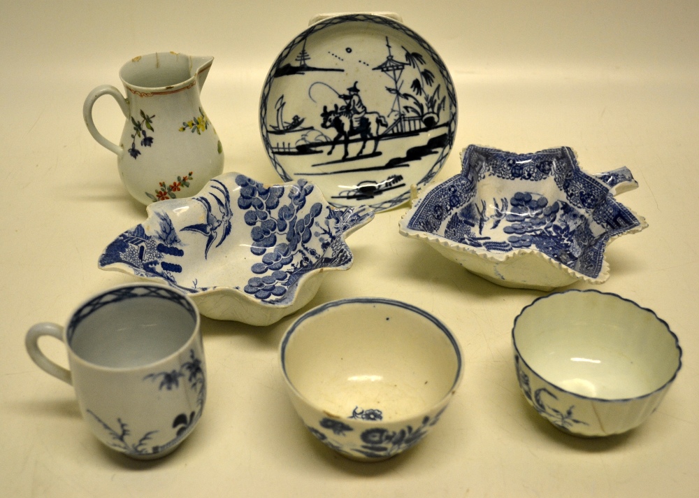 Two early nineteenth century Staffordshire Willow pattern blue and white transfer decorated pickle