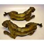 A French pair of mid eighteenth century gilt bronze, furniture mounts, modelled on a lion and a