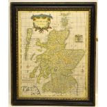 An eighteenth century map of Scotland by Robert Morden, hand coloured 18in (46cm) x 14.25in (