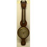 An early nineteenth century mahogany veneered banjo shape wheel barometer the broken arch