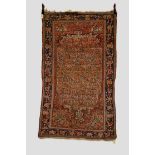 Malayer rug, north west Persia, about 1920s, 6ft. 8in. x 4ft. 2in. 2.03m. x 1.27m. Overall wear;
