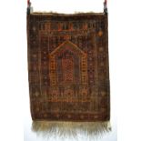 Ersari Turkmen prayer rug, north east Afghanistan, 20th century, 4ft. x 3ft. 1.22m. x 0.91m. And a