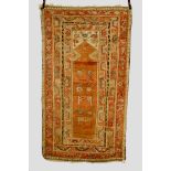 Three Anatolian weavings comprising Melas prayer rug, west Anatolia, modern, 8ft. x 4ft. 6in. 2.44m.