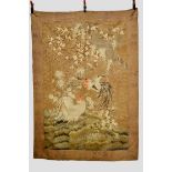 Japanese silk work embroidered hanging, Meiji period (1868-1912), 80in. x 57in. 203cm. x 145cm.