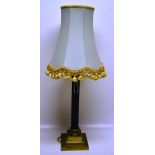 An early twentieth century corinthian column brass table lamp the electric light fitting on a