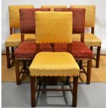 A set of six oak framed Victorian Gothic Revival side chairs, attributed to Augustus Pugin, the