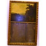 A mirror with a North of England landscape oil painting on canvas depicting a valley with a
