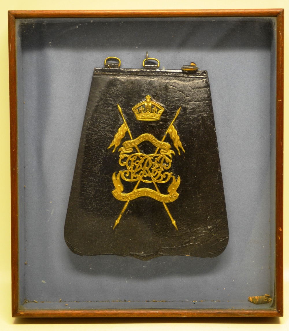 A late Victorian silver mounted officer's dispatch pouch, silver mounted cross belt with silver - Image 2 of 2