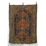 Fars rug, south west Persia, about 1930s, 6ft. 10in. x 5ft. 1in. 2.08m. x 1.55m. Overall wear;