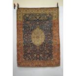 Esfahan rug, south west Persia, about 1920s, 6ft. 3in. x 4ft. 6in. 1.91m. x 1.37m. Slight loss to