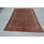 Good Yomut Turkmen kepse gul main carpet, Turkmenistan, second half 19th century, 10ft. 8in. x