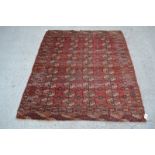 Tekke Turkmen 4 x 10 gul rug, Turk­menistan, late 19th century, 5ft. 7in. x 5ft. 1.79m. x 1.52m.