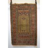 Kayserie 'art' silk prayer rug, north central Anatolia, about 1930s, 4ft. 8in. x 2ft. 11in. 1.42m. x