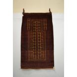 Baluchi prayer rug with camel hair mihrab, Khorasan, north east Persia, circa 1940s, 4ft. 9in. x