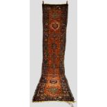 Karaja runner, north west Persia, circa 1930s, 13ft. 7in. x 3ft. 4.14m. x 0.91m. Overall wear;