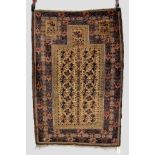 Baluchi camel field prayer rug, Khorasan, north east Persia, early 20th century, 5ft. 1in. x 3ft.