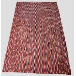 Attractive striped cotton cover, the very narrow stripes woven with an ikat design, probably