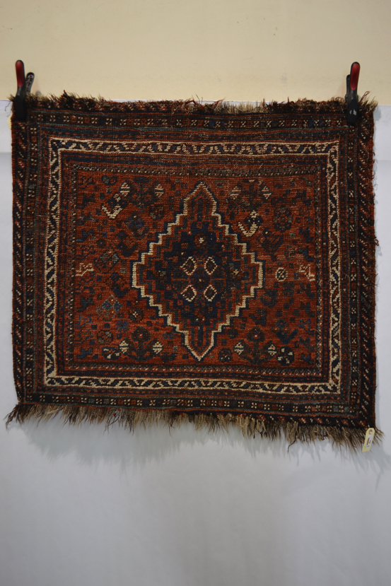 Three rugs all 1920s-30s, comprising: Fars rug, Shiraz area, south west Persia, 4ft. 3in. x 2ft. - Image 4 of 5